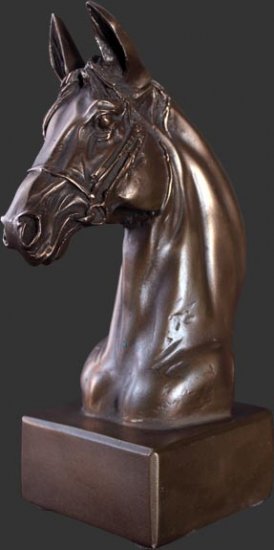 Horse Head on Base Small / Bronze Finish - Click Image to Close