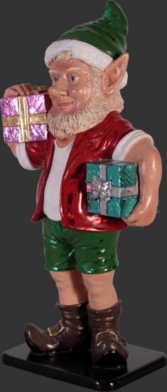 Elf with Two Gifts 2ft tall - Click Image to Close