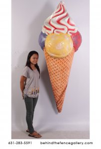 Giant Ice Cream Cone Wall Mounted Statue