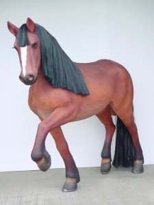 Life Size Fiberglass walking Horse Statue with Realistic Mane