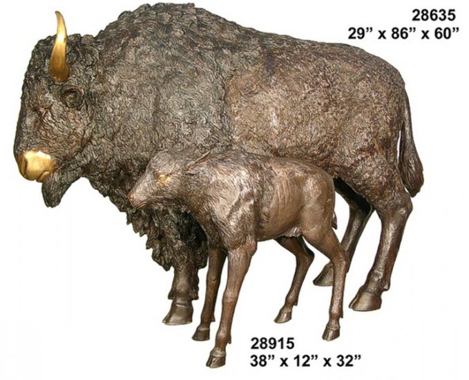Bronze Buffalo and Calf Statues - Click Image to Close