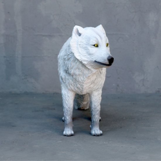 White Arctic Fox Statue - Click Image to Close