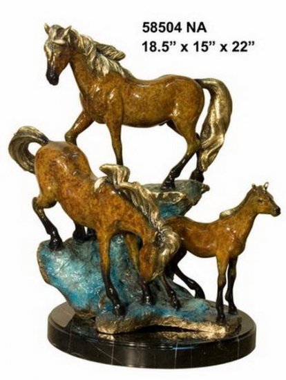 Bronze Three Horses Statue - Click Image to Close