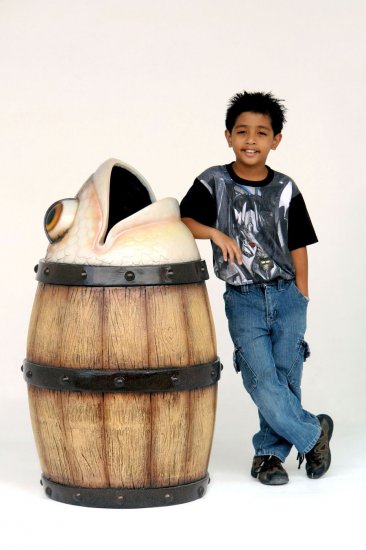 Fish Trash Barrel Can 3ft. - Click Image to Close