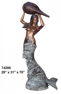 Bronze Mermaid Holding Shell