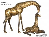 Bronze Giraffe Mother & Child Statues