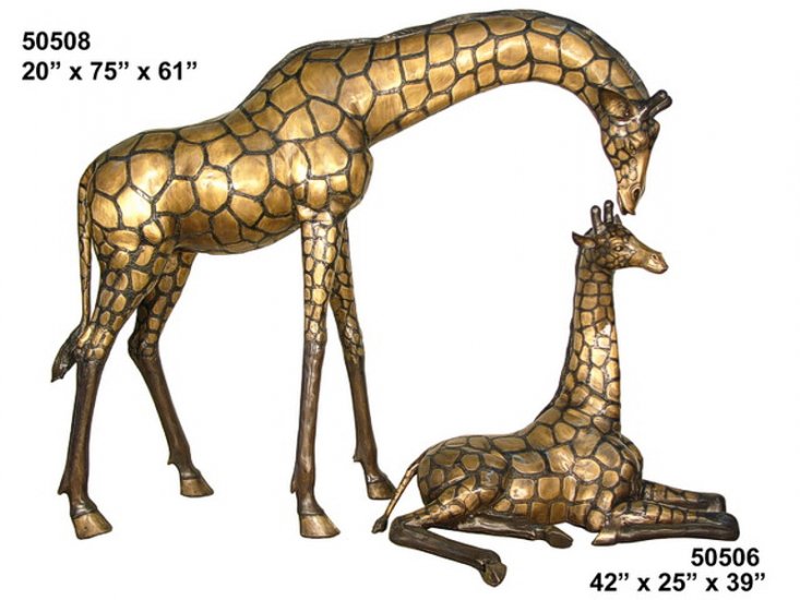 Bronze Giraffe Mother & Child Statues - Click Image to Close