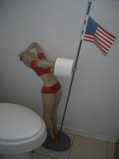 American Flag Girl Toilet paper Holder - Click Image to Close