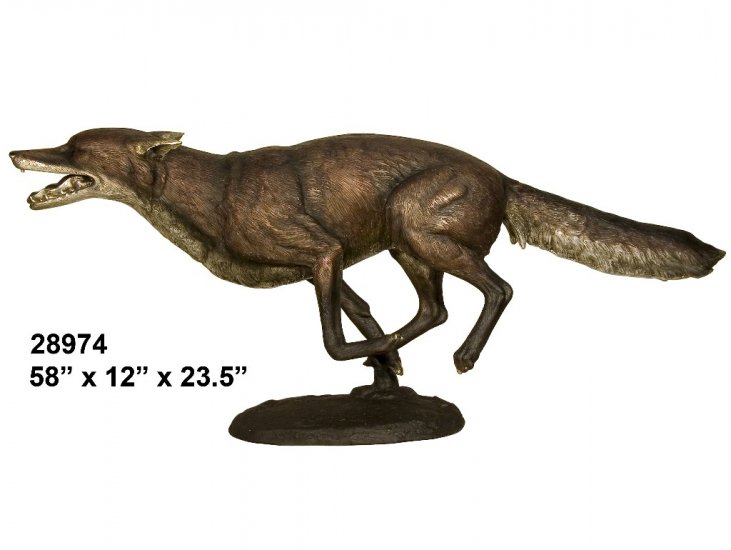 Bronze Coyote Running Statue - Click Image to Close
