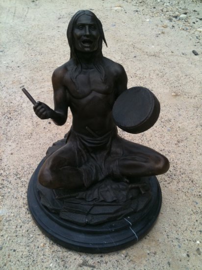 Bronze Indian Hand Drummer - Click Image to Close