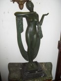 Bronze Nude Verdigris Statue on marble base Bronze Nude Verdigris Statue on marble base