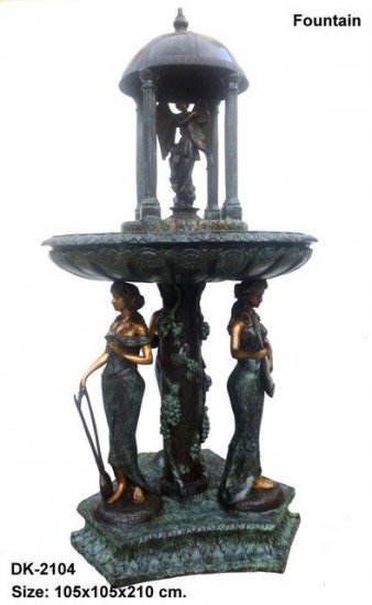 Dome Fountain with 3 Ladies on Base - Click Image to Close