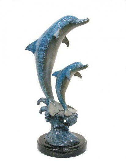 Dolphins on Marble Base - Click Image to Close