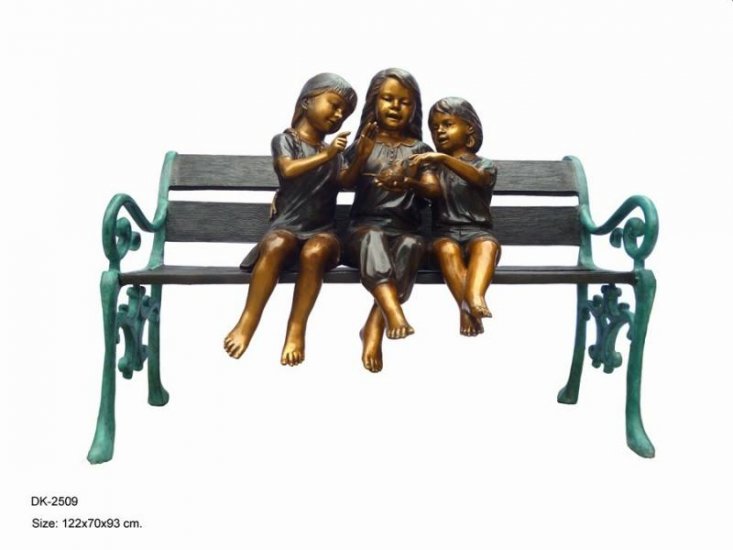 Three Kids on Bench - Click Image to Close