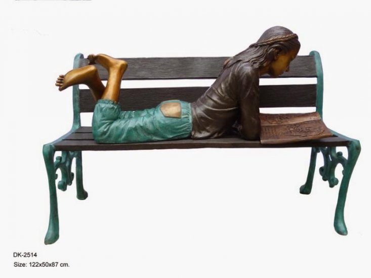 Girl Lying on Bench - Click Image to Close