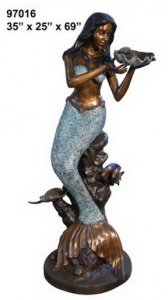 Bronze Mermaid with Shell Fountain