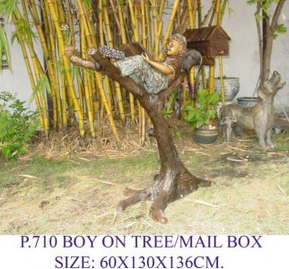Boy on Tree Mailbox