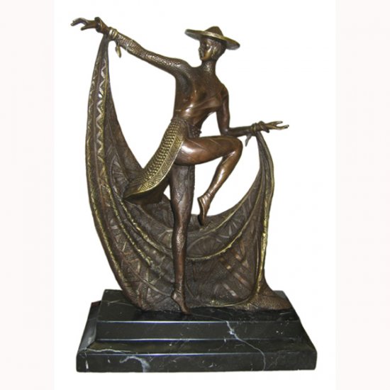 Bronze Deco Dance with Marble Base - Click Image to Close
