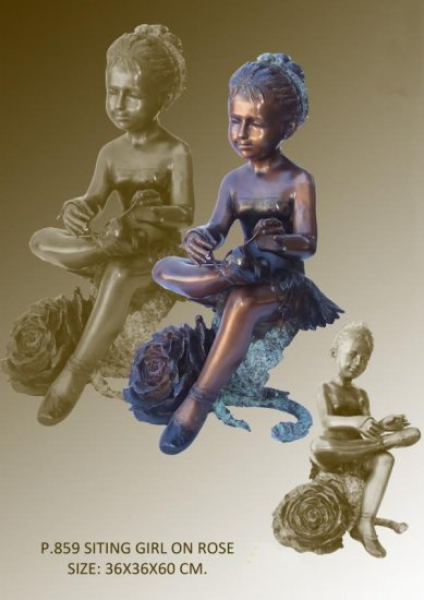 Ballerina Girl Sitting on Rose - Click Image to Close