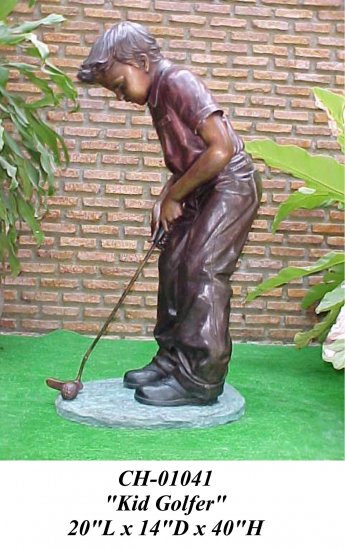 Bronze Putting Boy - Click Image to Close