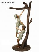 Bronze Kids Getting a Cat in the Tree