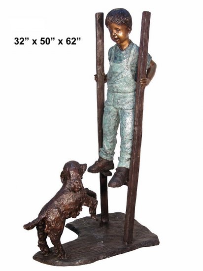 Boy on Stilts with His Dog - Click Image to Close
