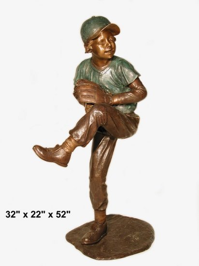 Bronze Boy Throwing Baseball - Click Image to Close