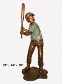 Bronze Baseball Boy Hitting Ball