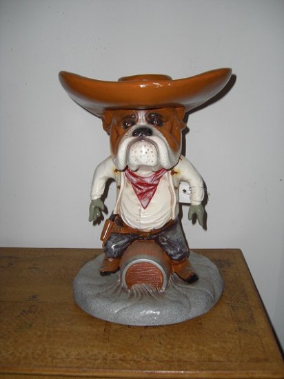Bulldog Cowboy Statue - Click Image to Close