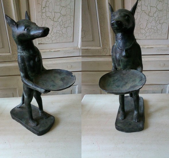 Sand-cast Bronze Egyptian Dog Butler - Click Image to Close