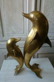 Brass Dolphins Statue