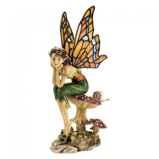 Pondering Pixie Stained Glass Sculpture - Click Image to Close