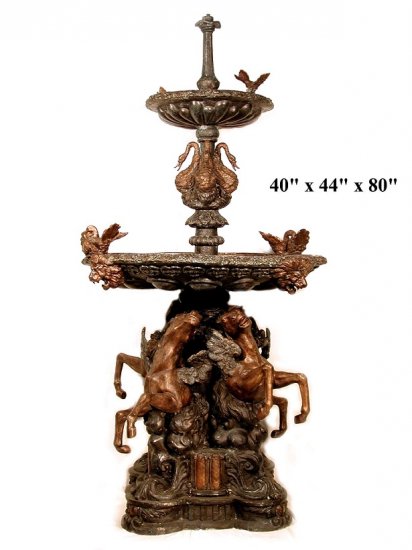 Bronze Horse Tiered Fountain - Click Image to Close