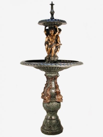 6 ft. Cherubs and Roman Dragons Fountain - Click Image to Close