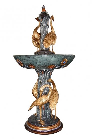 5 Birds Fountain - Special Patina - Click Image to Close