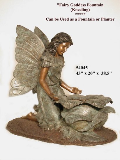 Bronze Fairy Goddess Fountain ( kneeling ) - Click Image to Close