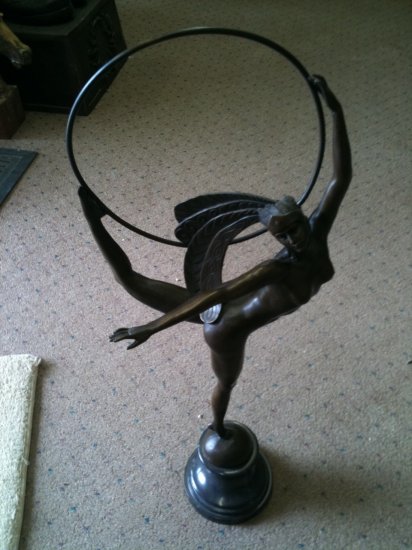 Bronze Art Deco Girl Dancing with Hoop - Click Image to Close