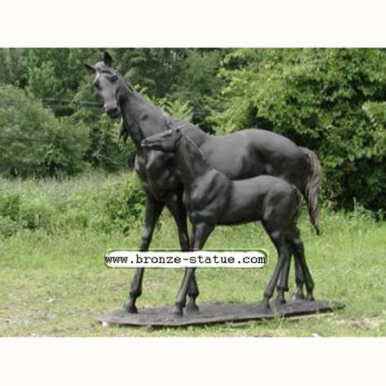 Bronze Mare and Filly Horse - Click Image to Close