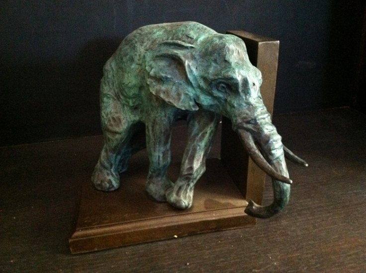 Bronze Elephant Book End - Click Image to Close
