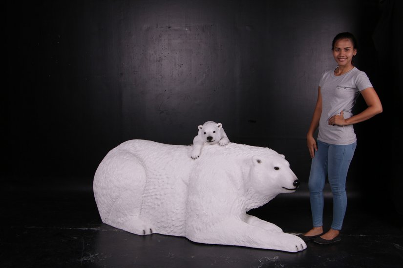 Life Size Polar Bear Mother and Cub Statue - Click Image to Close