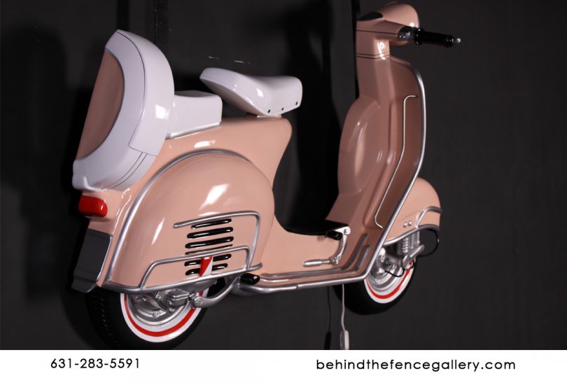 Pink Motor Scooter Wall Mounted Statue - Click Image to Close