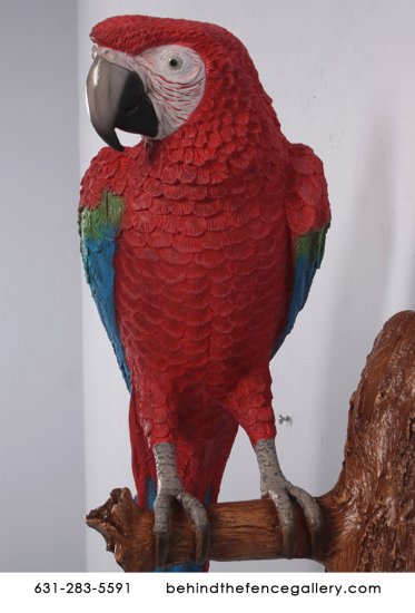 Life Size Scarlet Macaw Parrot Statue - Click Image to Close