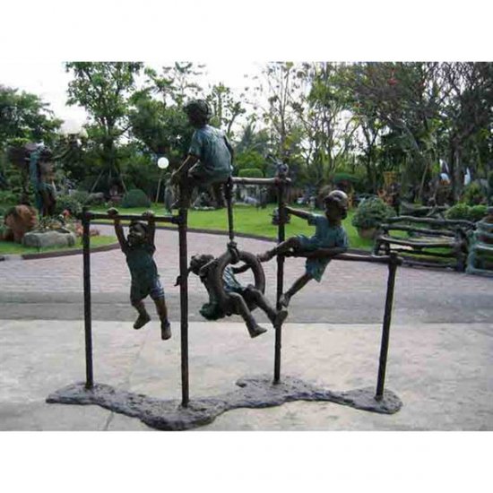 Bronze Kids playing on Monkey Bars - Click Image to Close