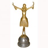 Bronze Deco Girl with Arms Up