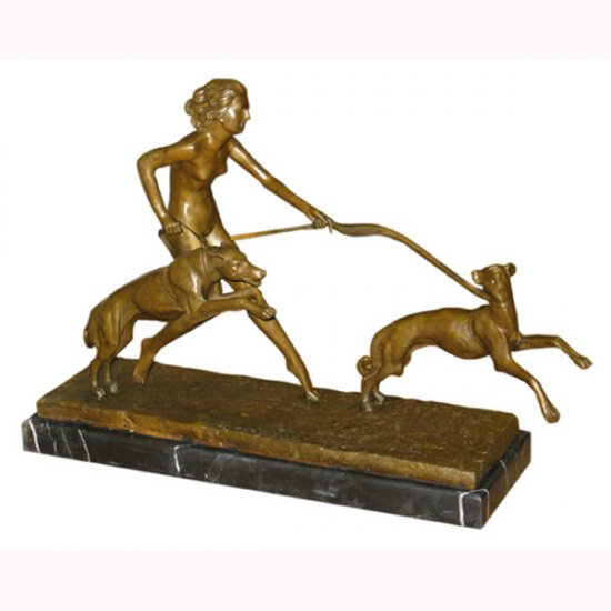 Bronze Nude with 2 Dogs - Click Image to Close