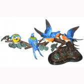 Bronze 5 Sparrows In Tree