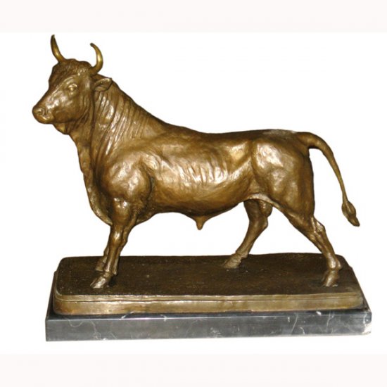 Bronze Bull with Marble Base - Click Image to Close