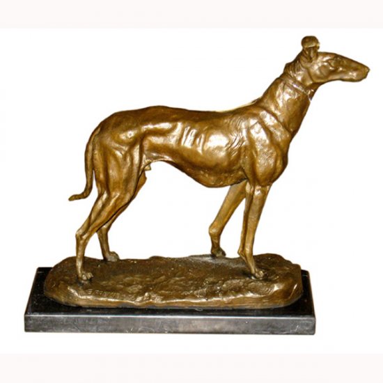 Bronze Dog with Marble Base - Click Image to Close