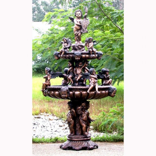 Bronze 3 Tier Cupid Fountain - Click Image to Close