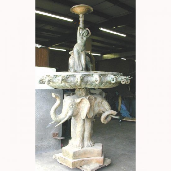 Bronze Elephant Tier Fountain - Click Image to Close